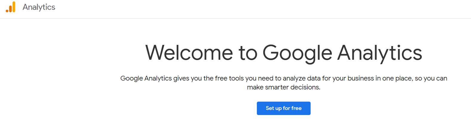 A screenshot of Google Analytics' homepage