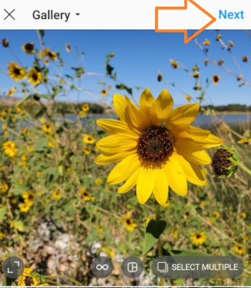 A screen shot of an image being added as a post on Instagram