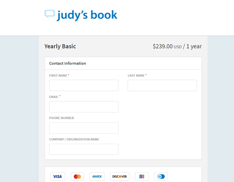 A screenshot of the contact information page on Judy's Book