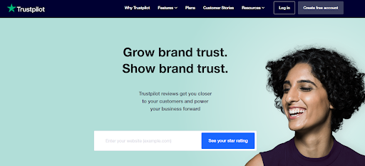 A screenshot of Trustpilot's log in page