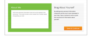 A screenshot of Lending Tree's About Me section