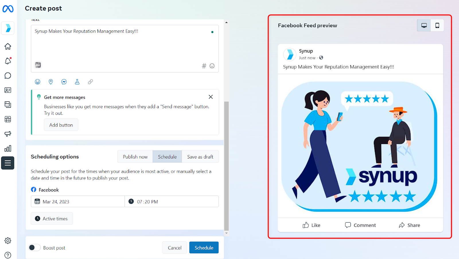 Preview Posts and Stories on Meta Business Suite