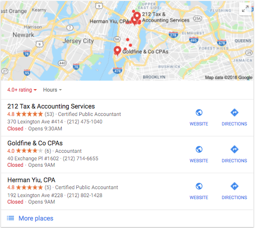 screenshot of best accoutants in new york