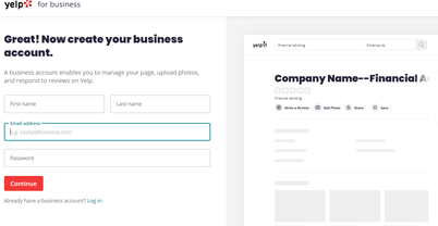 A screenshot of Yelp's business pages