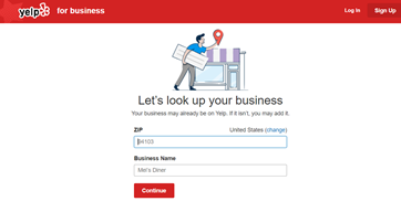 A screenshot of Manage My Listing page on Yelp