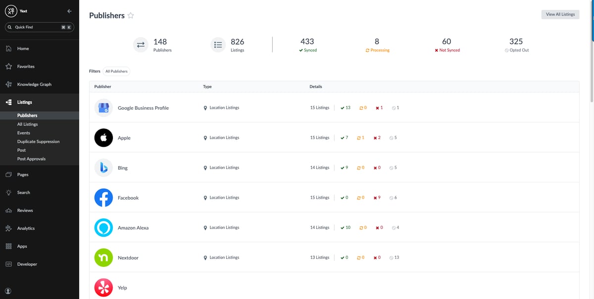 Yext Demo - Yext Listings
