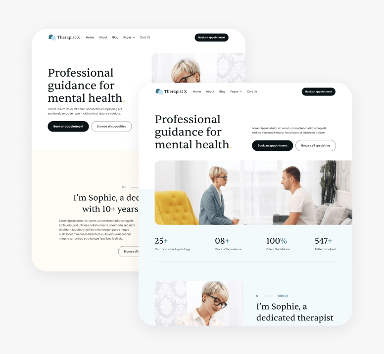 Therapist X - More Than 16 Pages - Therapy Webflow Template