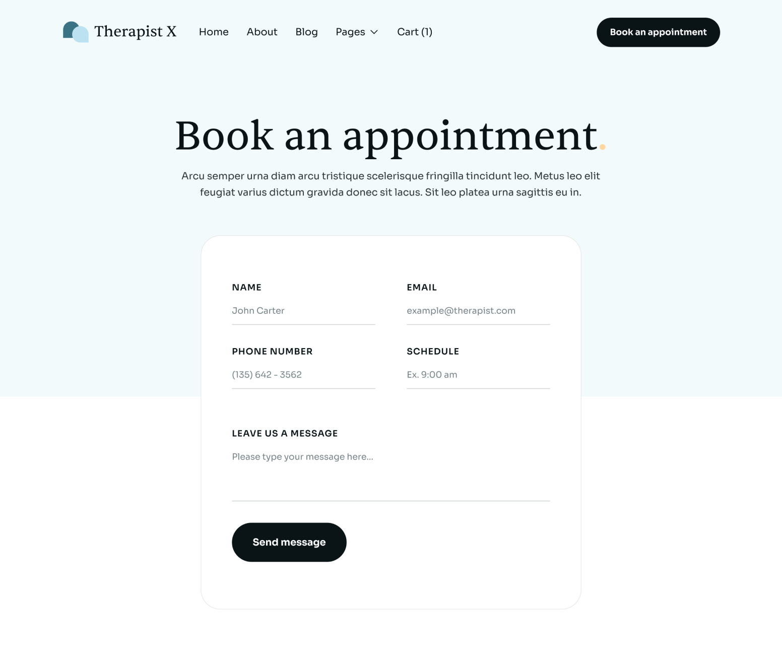 Therapist X - Contact V3 Main Page - Therapy Webflow Template