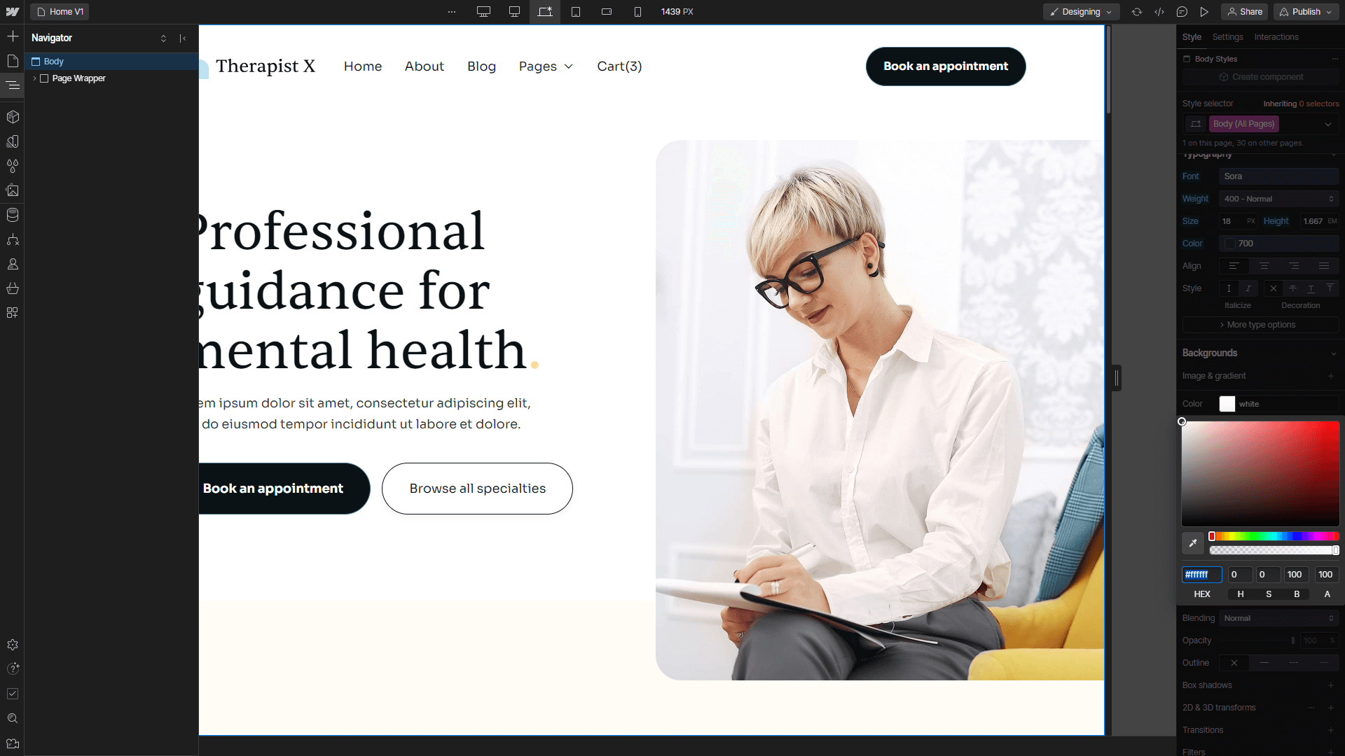 Color - Therapist X Webflow Template