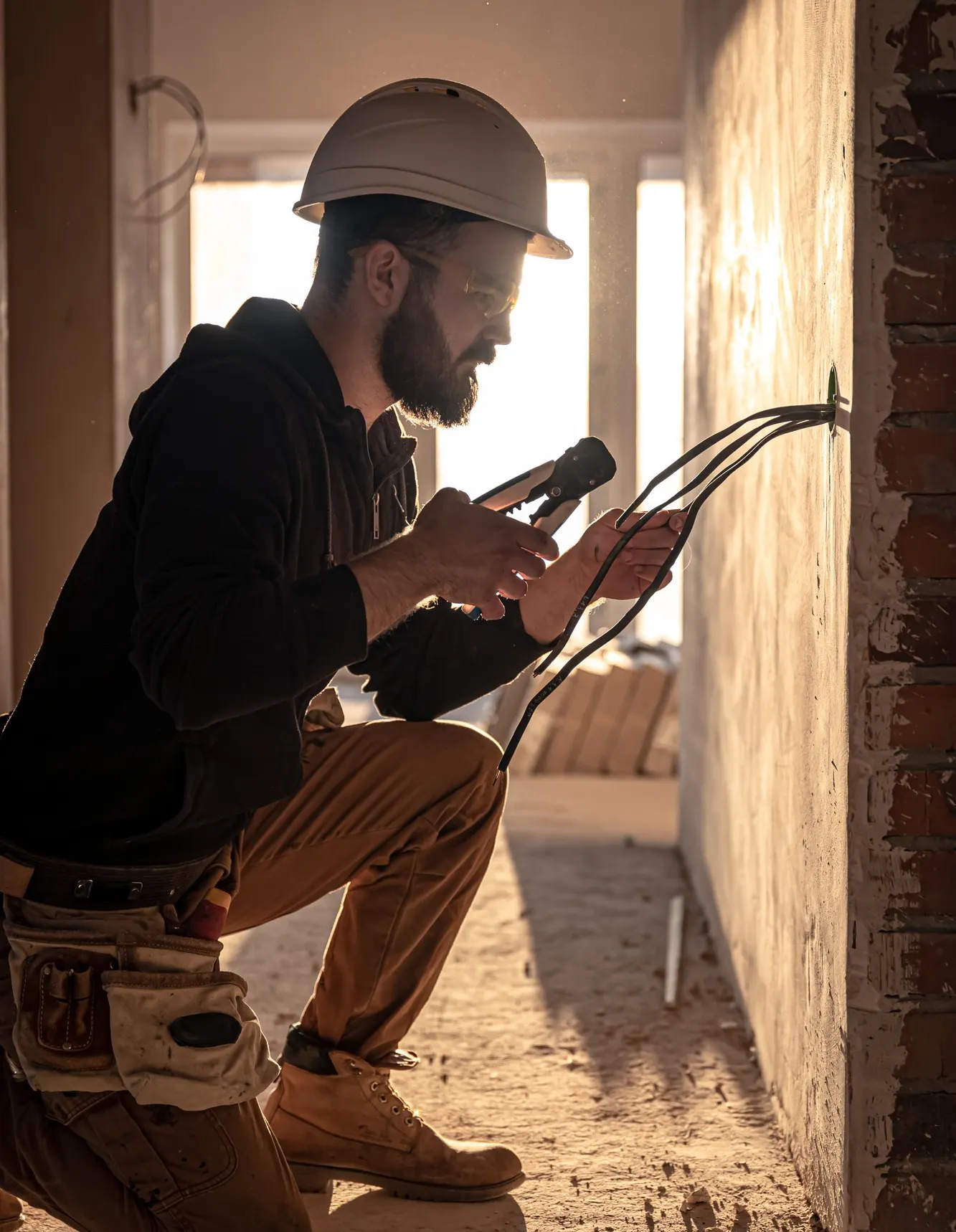 Electrician is working