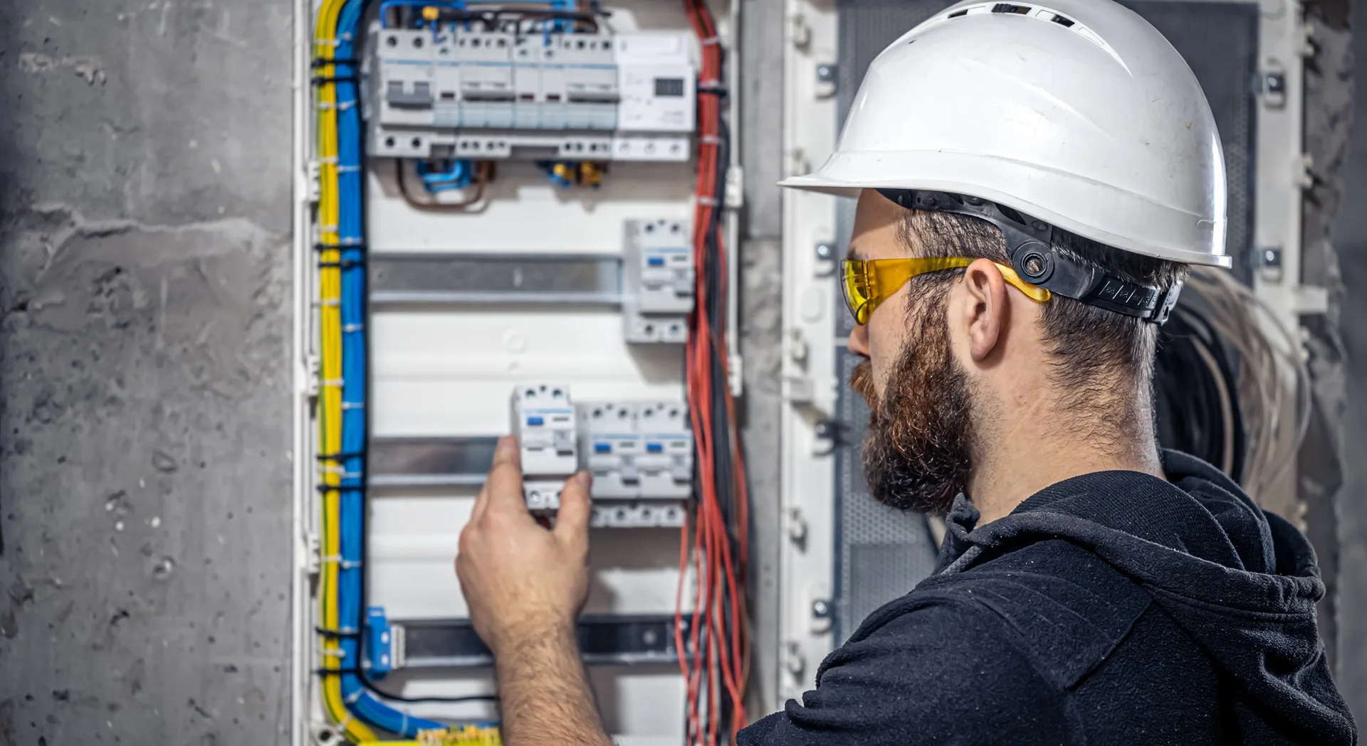 Electrician is working