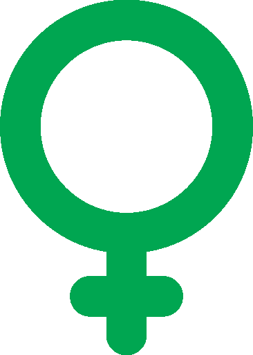 Green female gender symbol on a white background, representing femininity and associated themes of gender equality and identity.