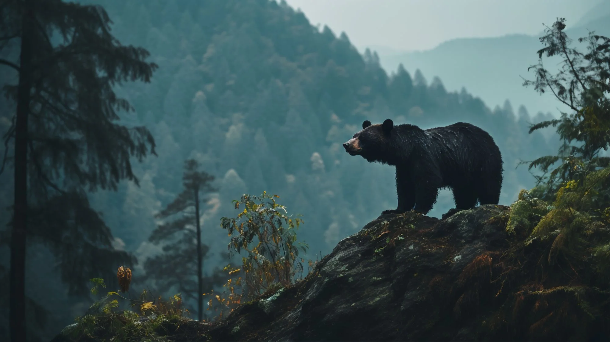 Wild bear in the forest