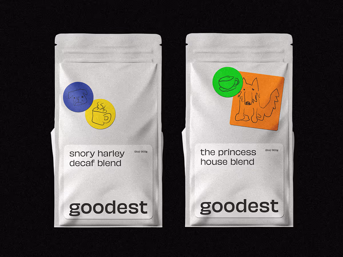 goodest brand identity – playful, dog-inspired design for a community coffee shop