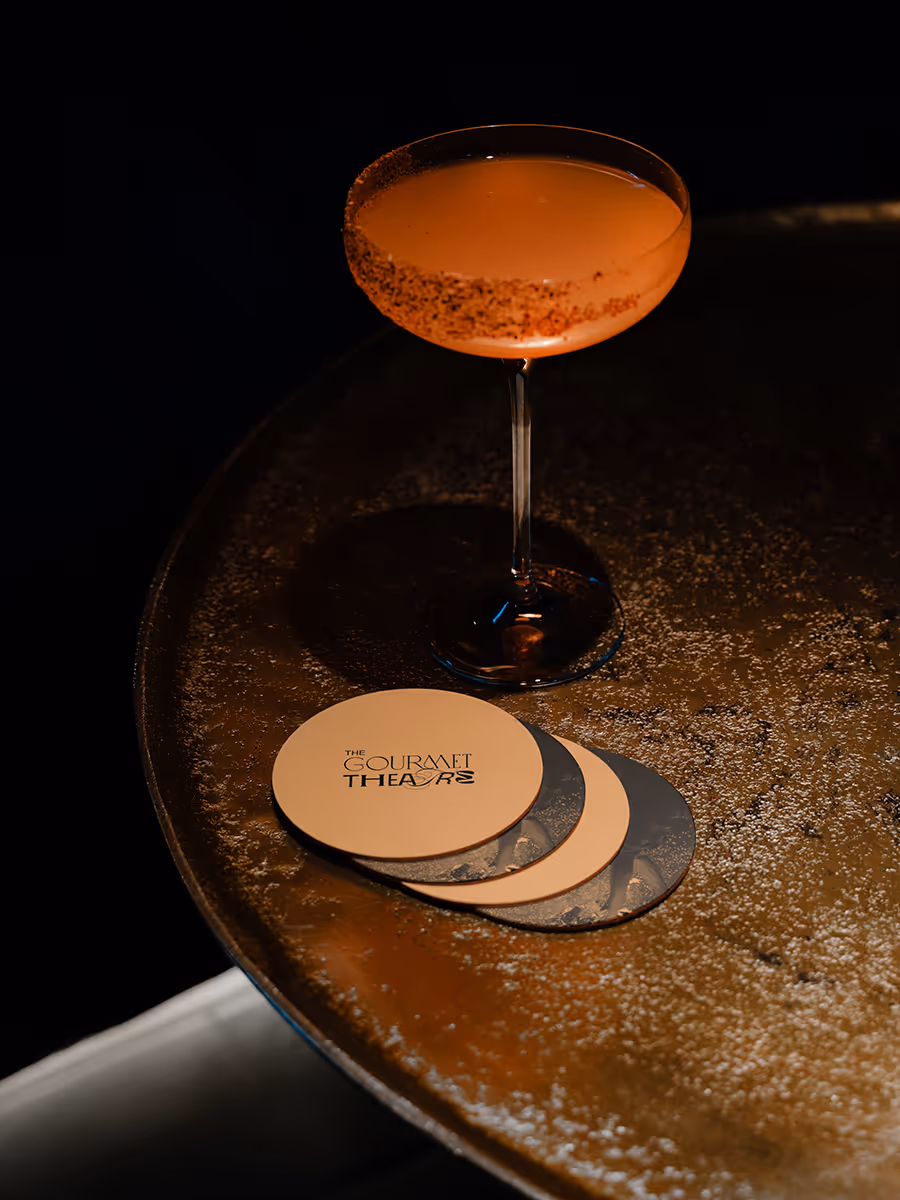 The Gourmet Theater brand identity – cinematic, dramatic, and flexible design system