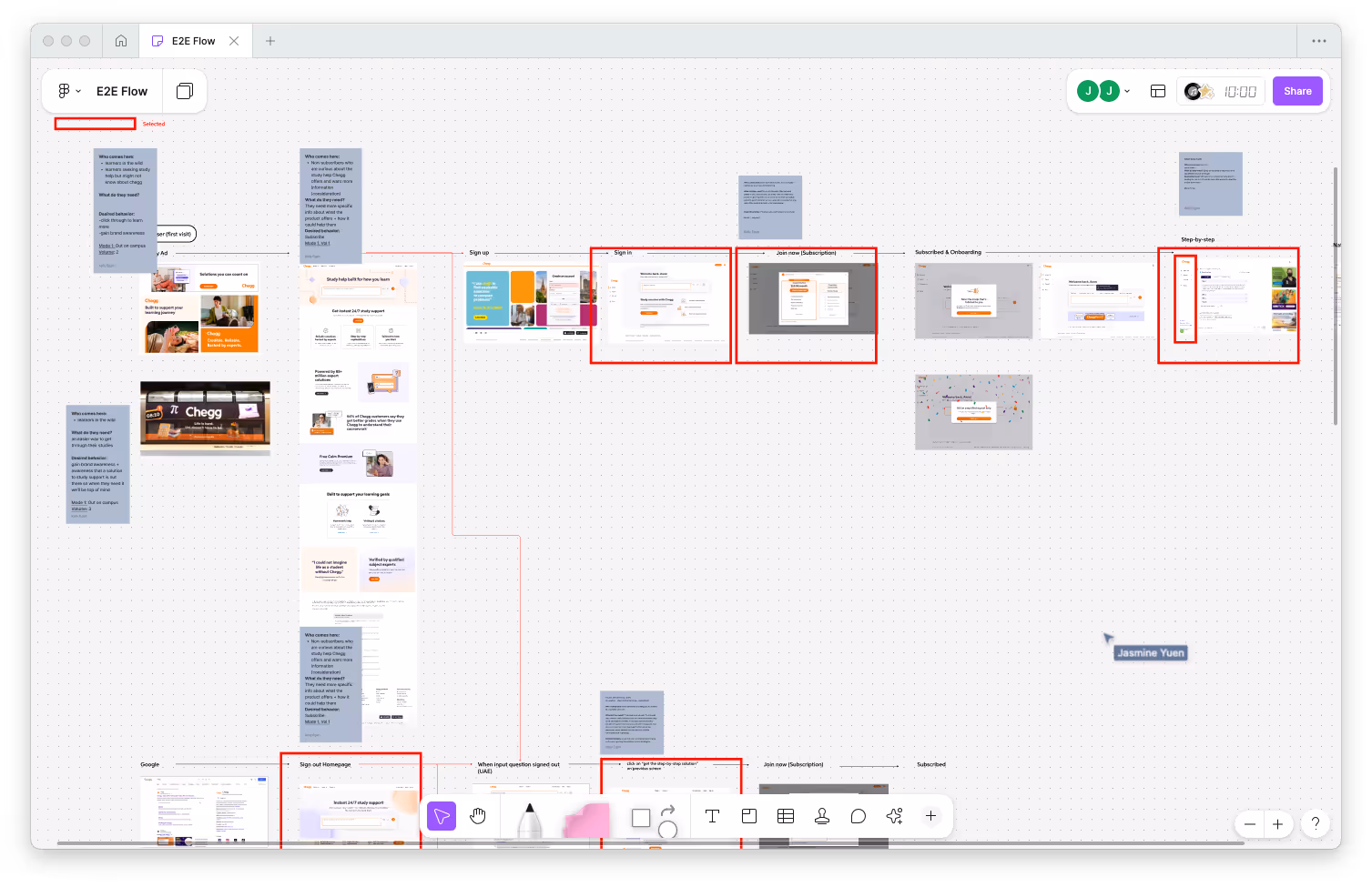 Chegg design system – work-in-progress design process screens in Figma