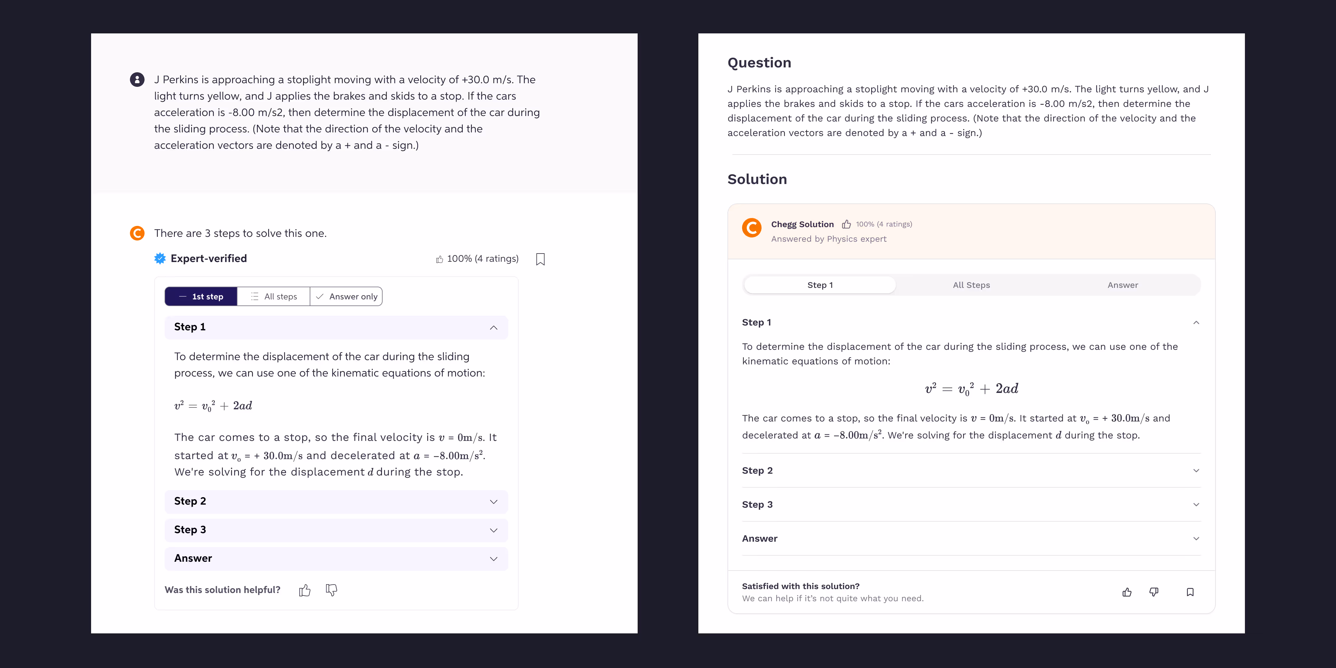 Chegg interface comparison – old typography vs new design system with clear hierarchy