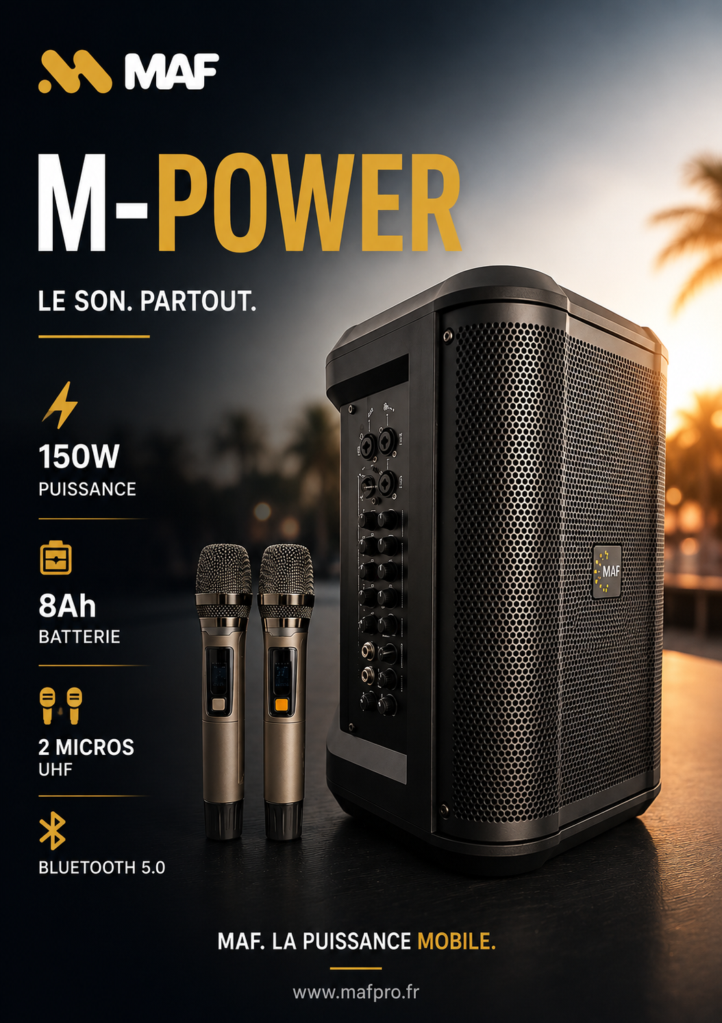 Enceinte autonome M-Power : la solution mobile avec 2 micros sans fil | MAF
