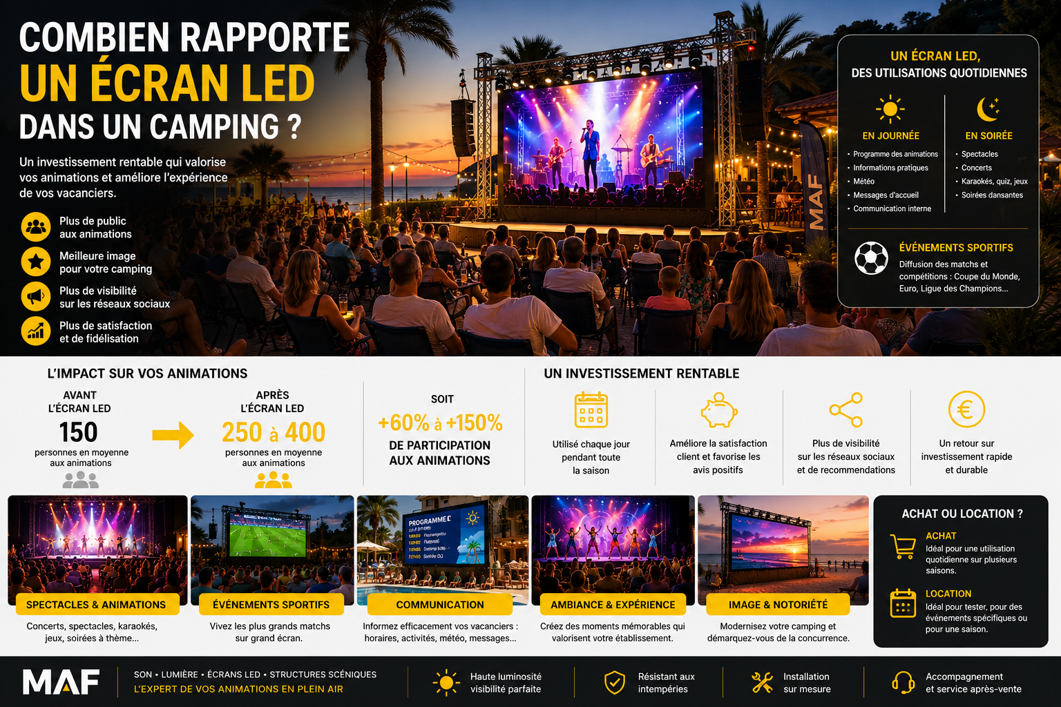 Combien rapporte un écran LED dans un camping ? | MAF