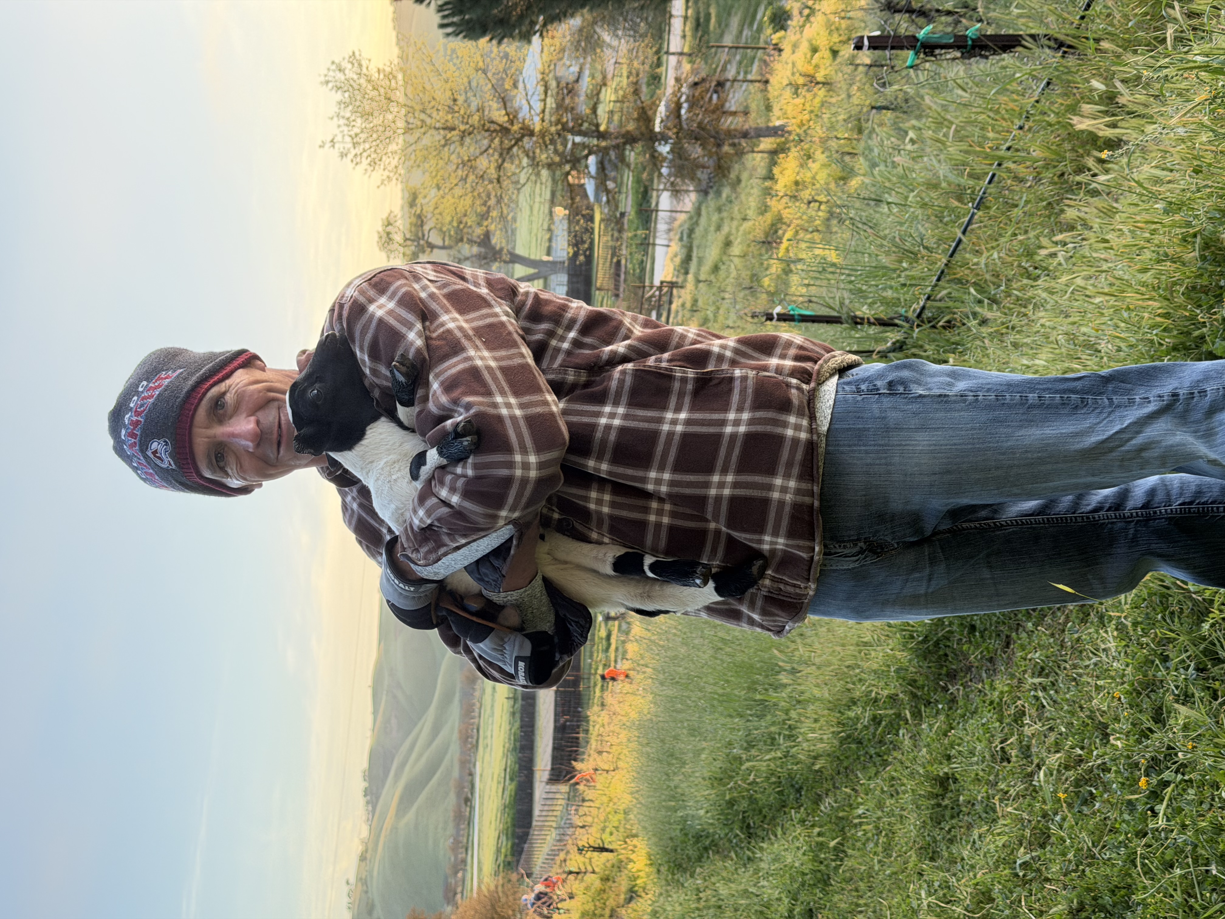 Nick holding newborn sheep Libby