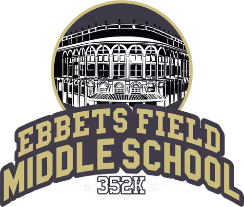 Ebbets Field Middle School logo with historic building illustration