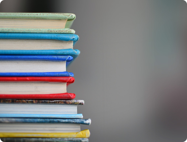 Zoomed in photo of colorful children's books