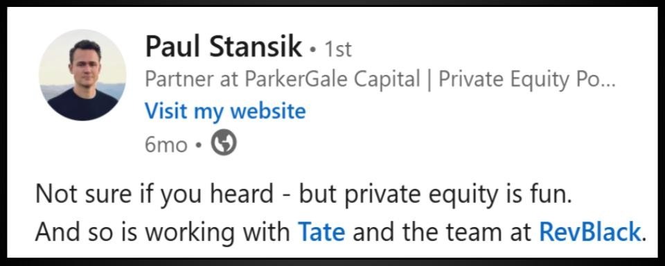 Paul Stansik - RevBlack for PE firms