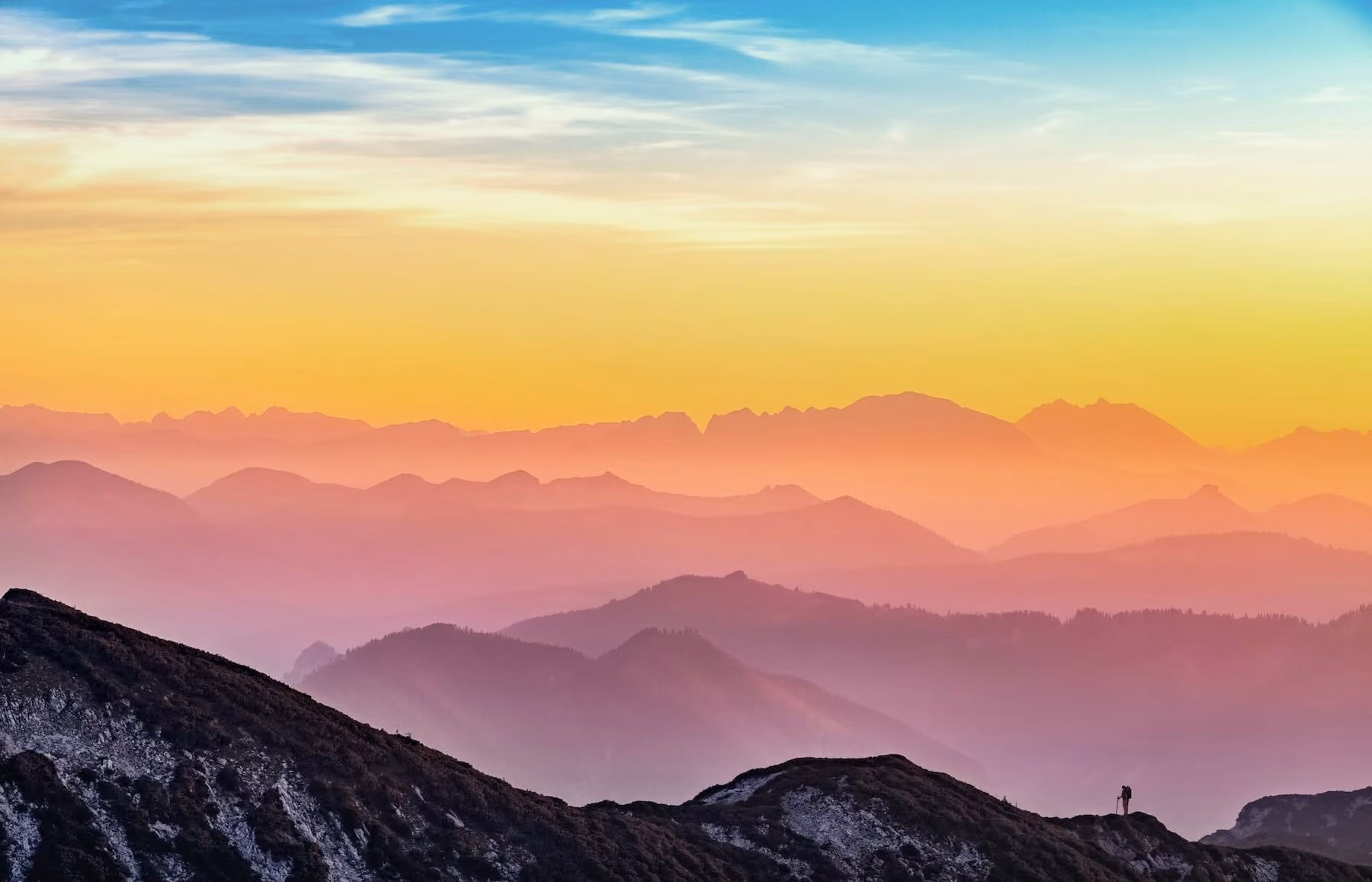 Sunset backdrop for outdoor gear affiliate photoshoot.