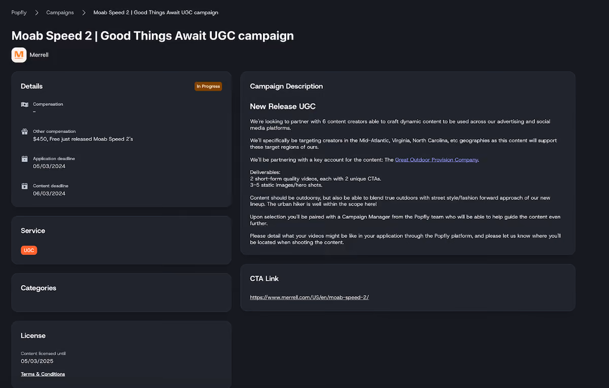 Nice clean invoicing system for brands and creators on Popfly labs.