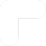 White rounded corner shape resembling a bent or rotated L on a black background.