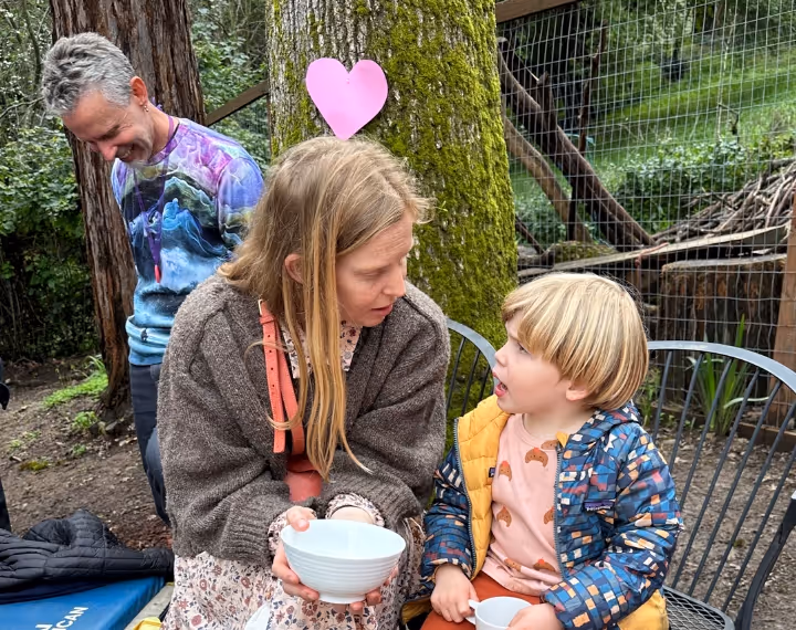 Illustration of a golden sun with a serene face surrounded by stars, symbolizing seasonal rhythm and storytelling.