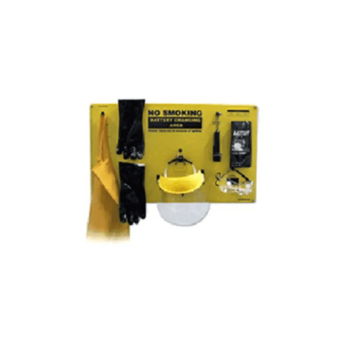Complete PPE kit for the safe handling of forklift batteries