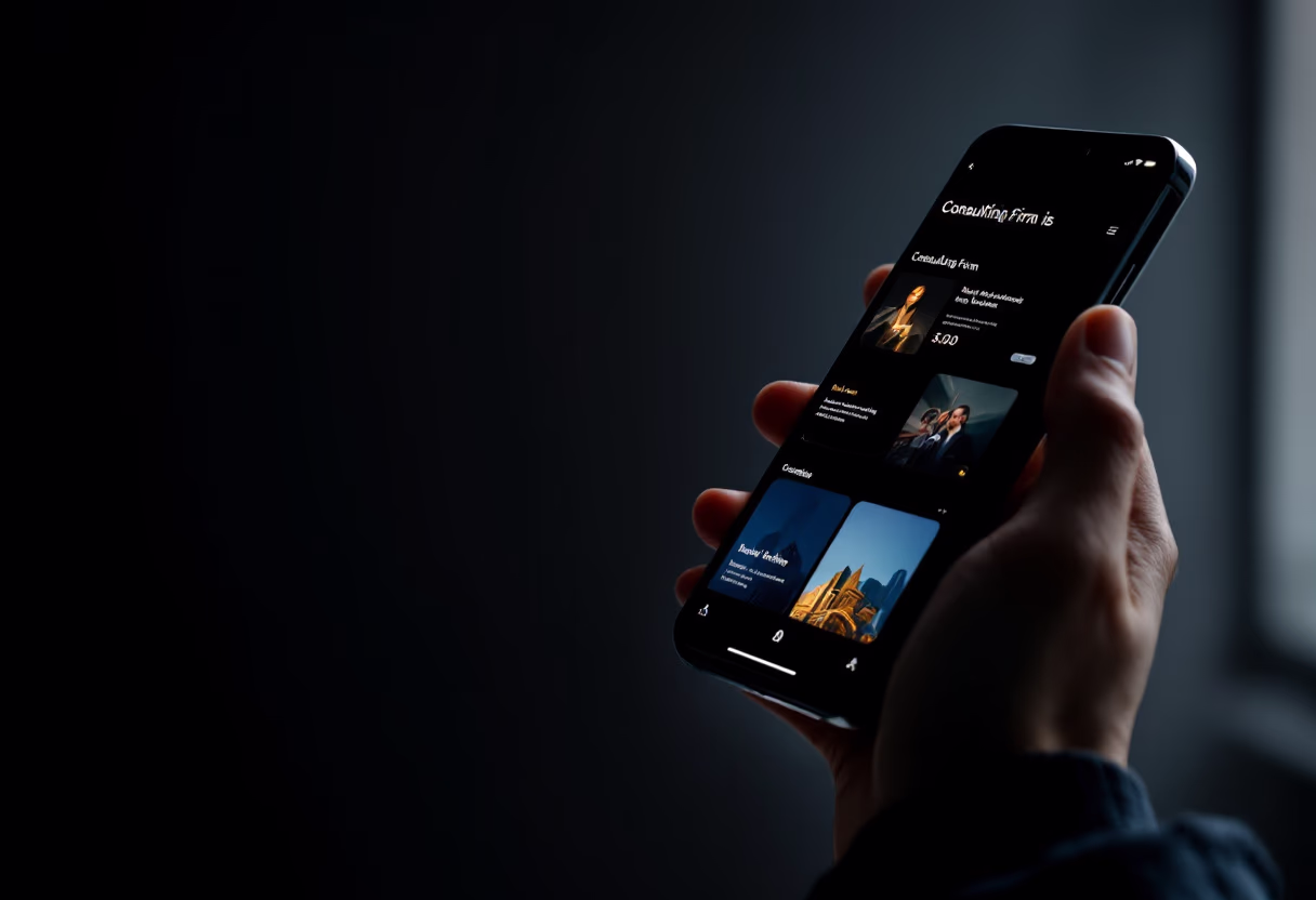 [digital project] image of website on a mobile device for a consulting firm.
