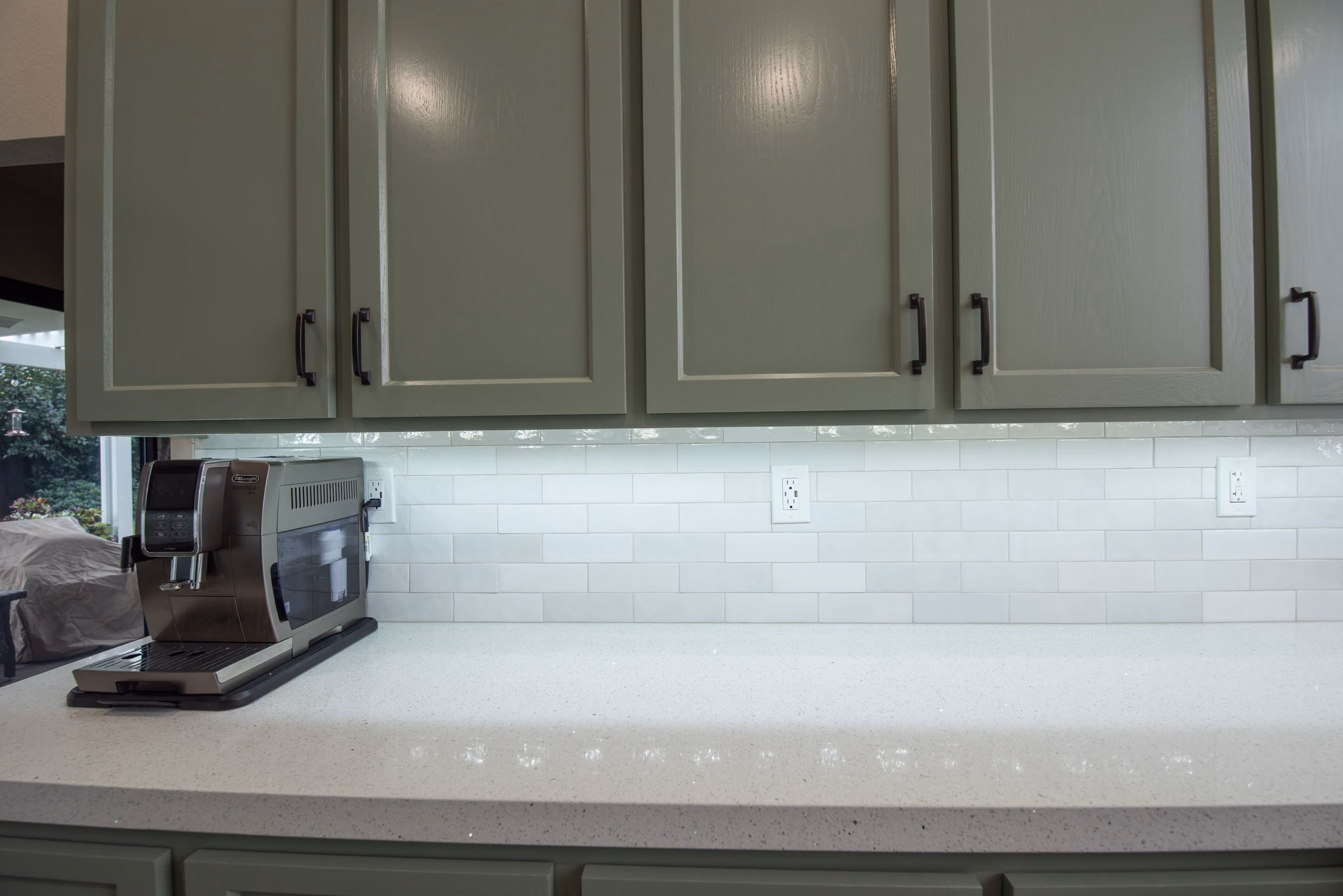 Kitchen remodel in Tracy by kitchen & bath CRATE – cabinets, hardware, backsplash, tile, countertops, quartz