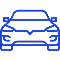 A blue car with a black background.