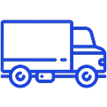 A blue truck with a black background.