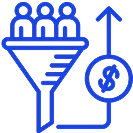 A line drawing of a funnel with a dollar sign.