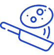 A close up of a blue light on a black background.