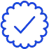 A blue circle with a check mark in the middle.