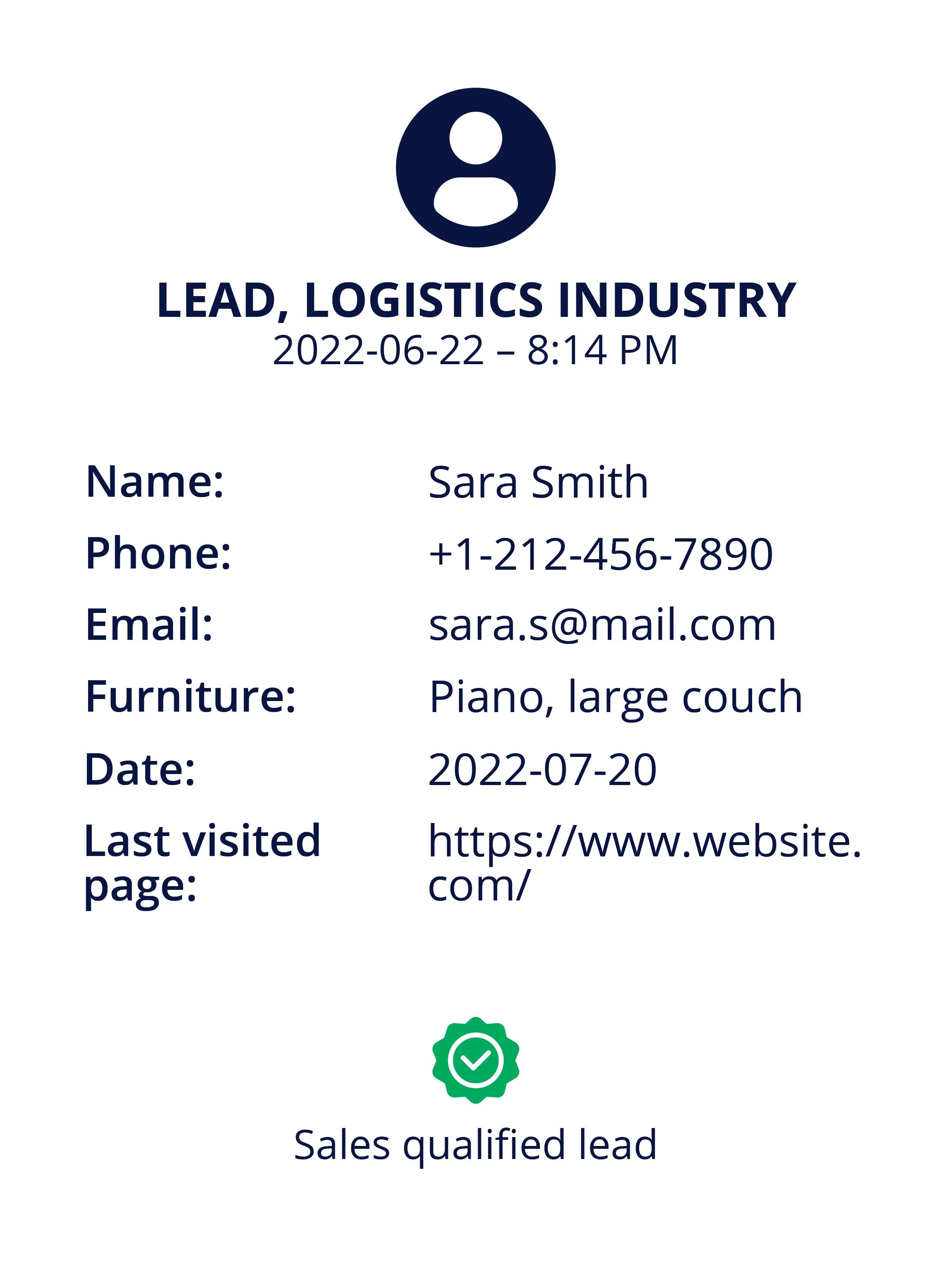 A business card for a leading business.