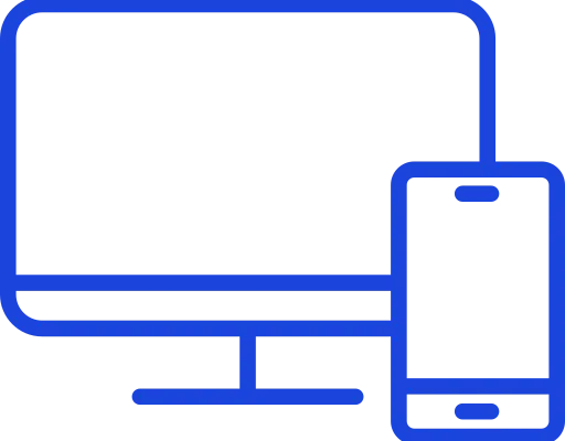 A phone and a computer monitor on a black background.
