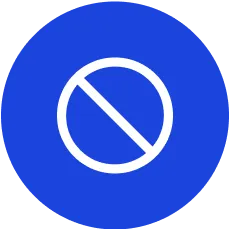 A blue circle with a no entry sign.