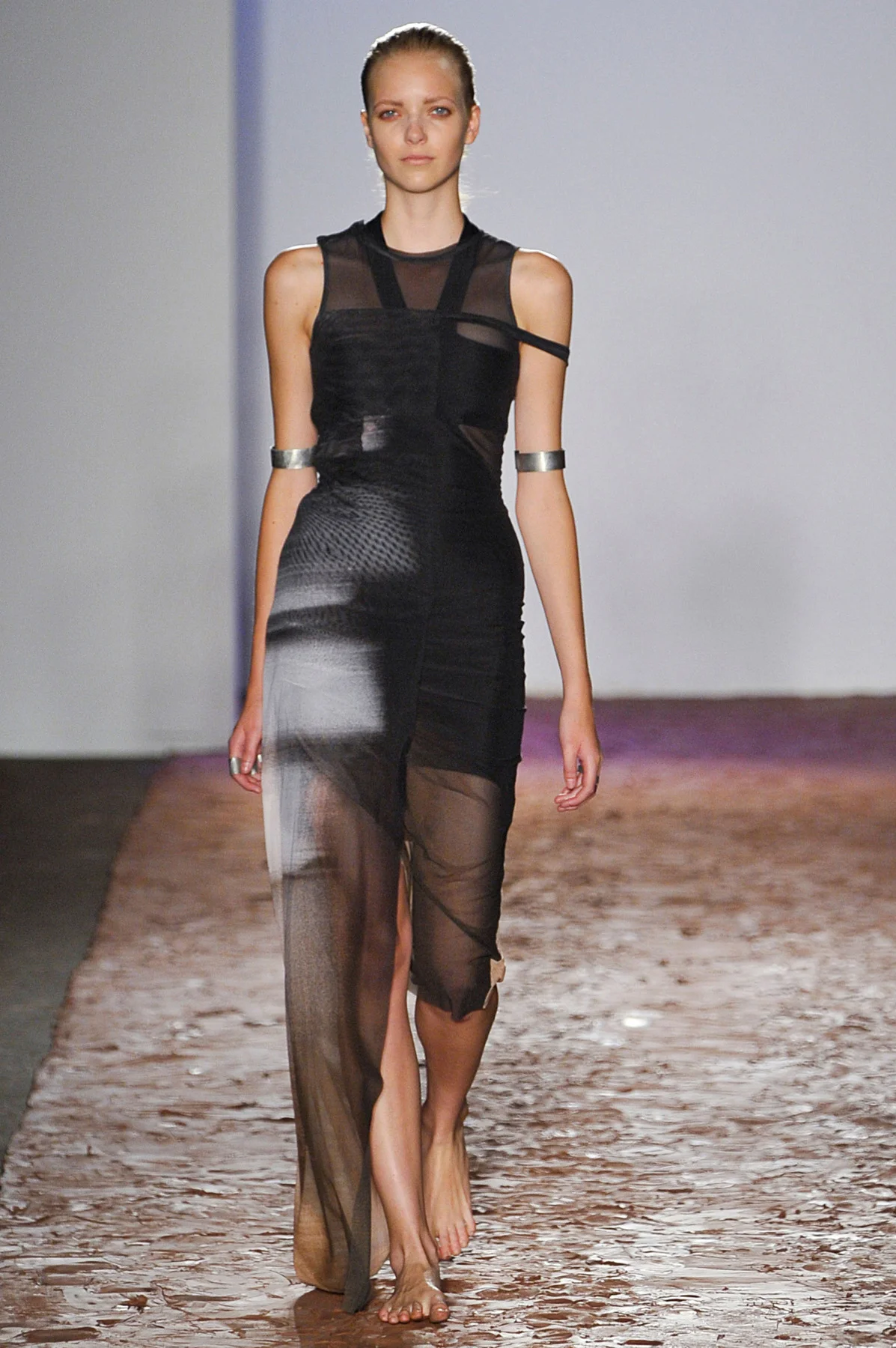 Imagine you're a model sashaying down the runway (feet first)