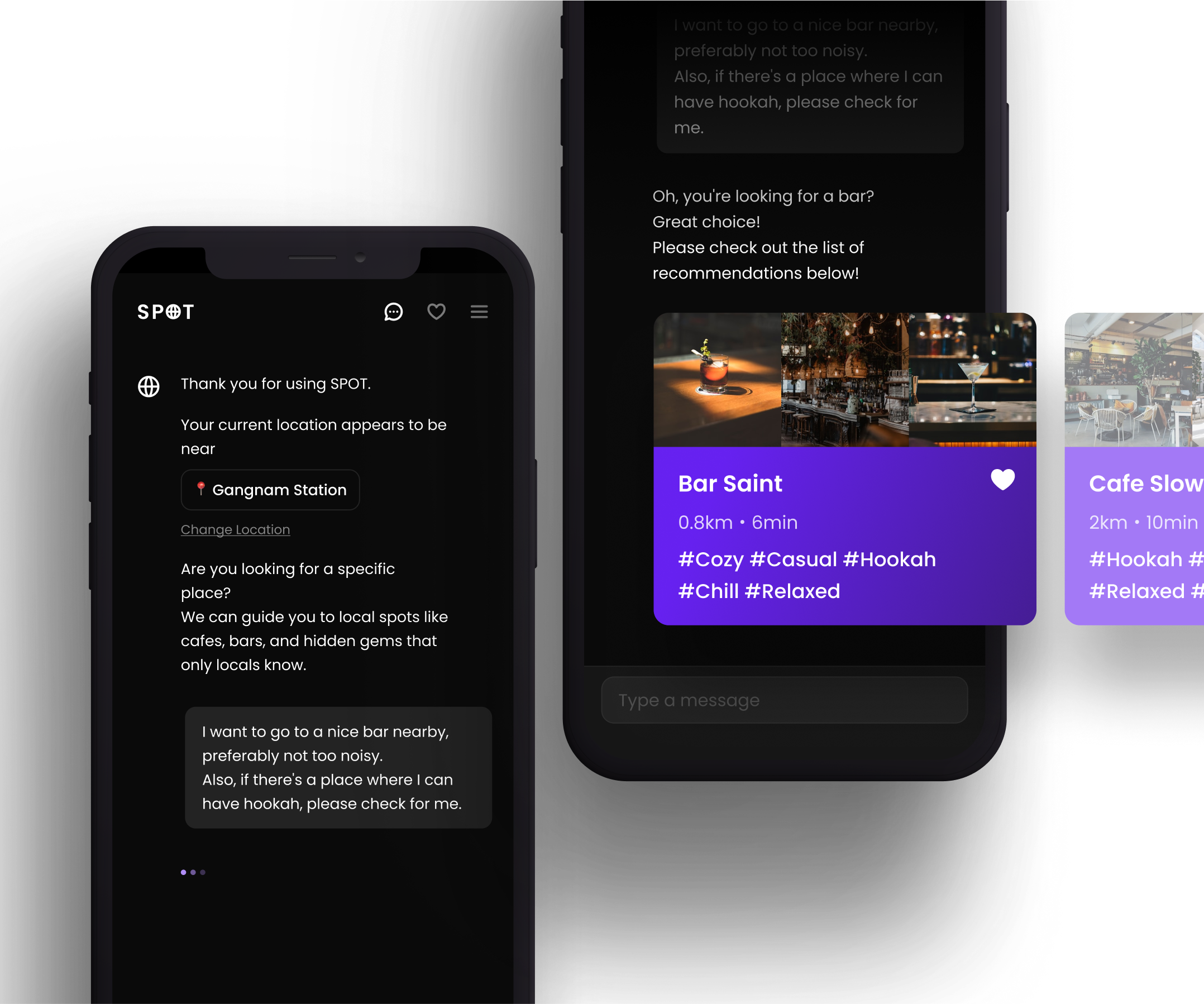 SPOT mobile app mockup