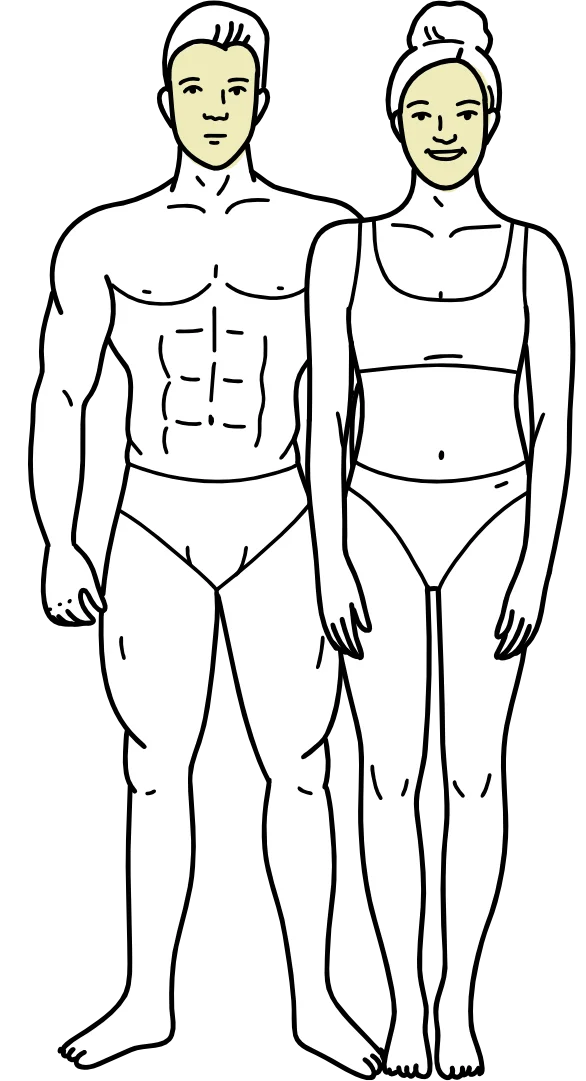 Körperzone lasern Gesicht Mann und Frau Illustration