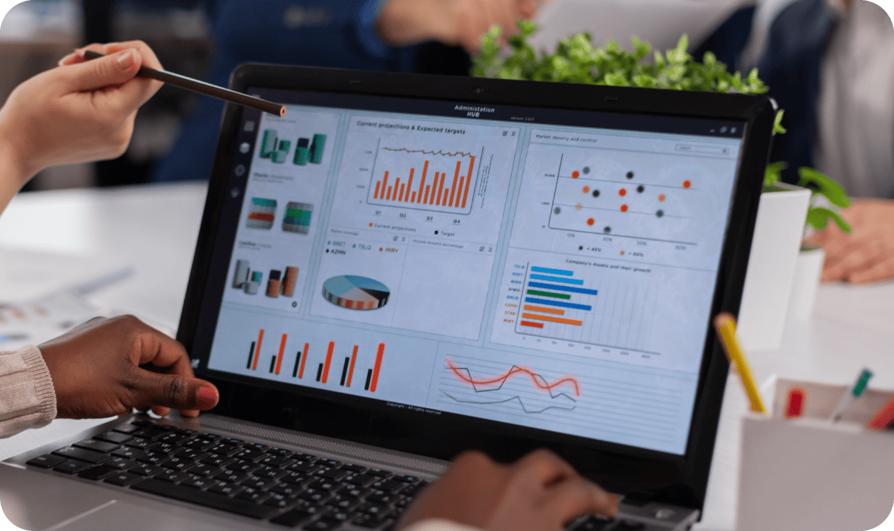 Power BI dashboard displaying data visualisation charts and insights