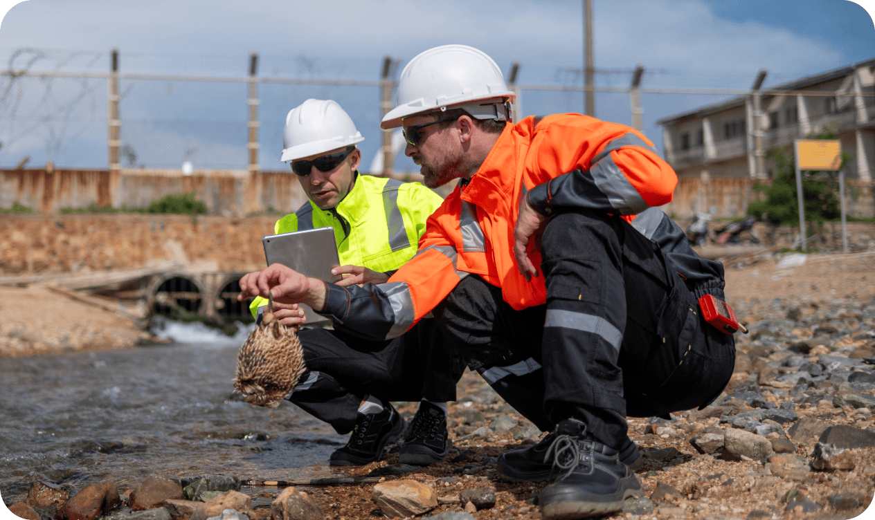 Construction workers actively building a structure on site