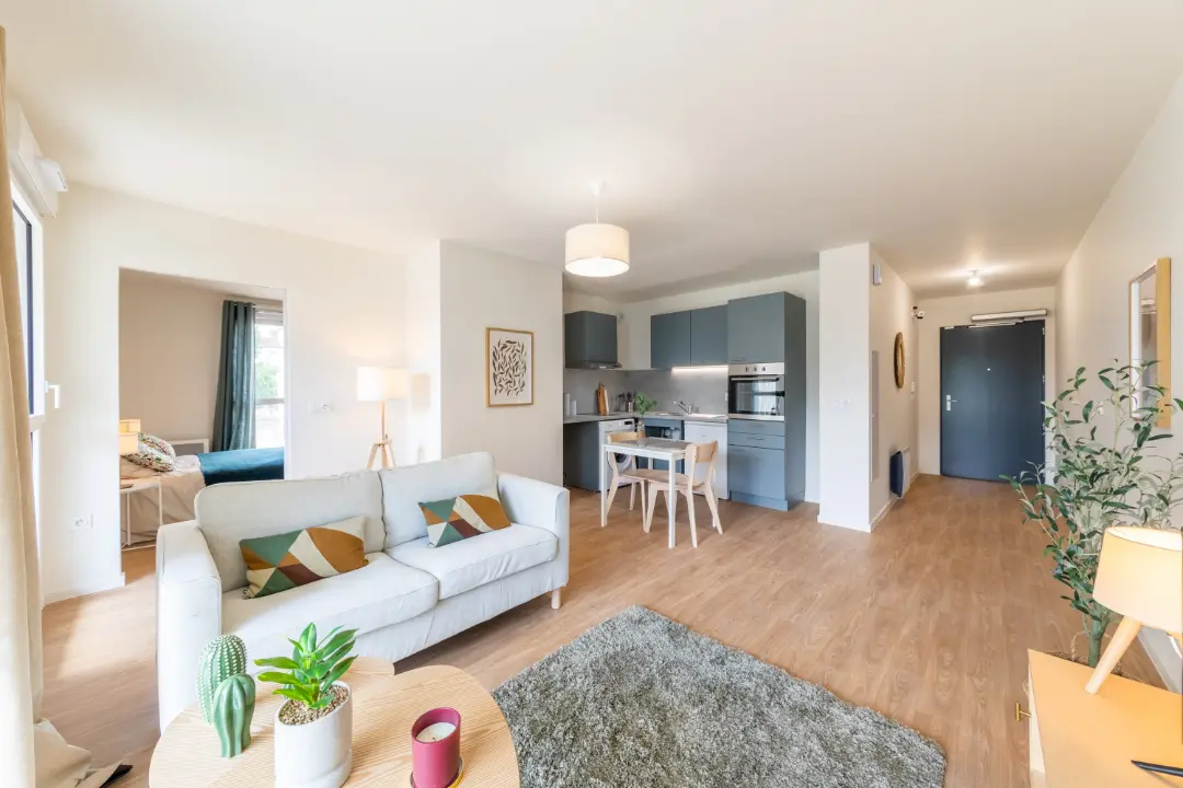 salon en location dans un appartement neuf mobicap