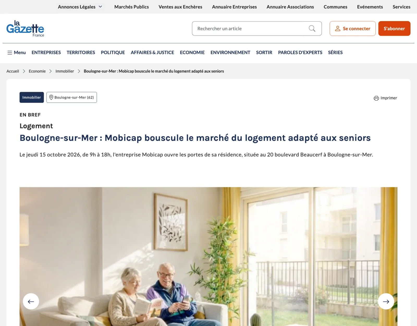 Aperçu de l'article de La Gazette France sur la résidence Mobicap de Boulogne-sur-Mer