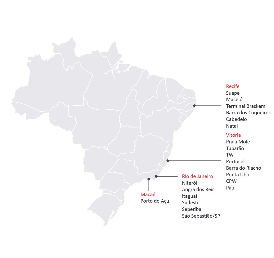 Map where Wrist Ship Supply deliver marine supplies in Singapore and Malaysia